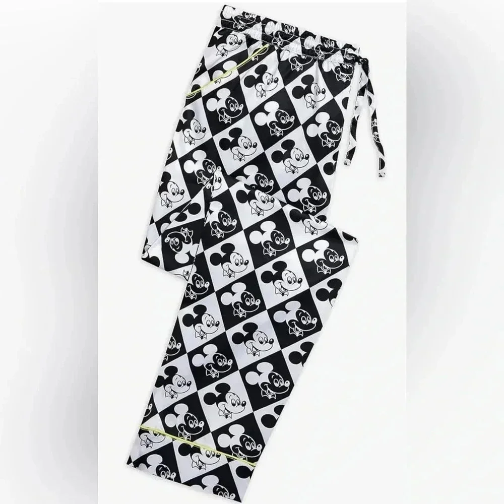 Disney Mickey Mouse Satin Black and White Lounge Pants Size XS - NWT